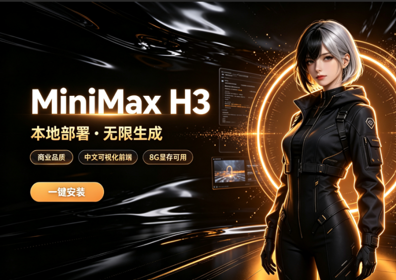 MiniMax‑H3｜ComfyUI一键整合包🔥79G离线AI视频出片-老张资源网